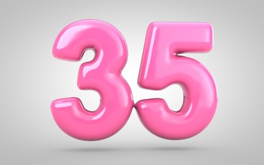 Bubble Gum number 35 isolated on white background.