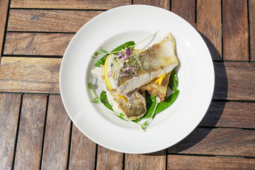 Seafood on a restaurant table