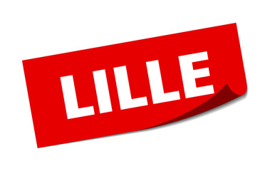 Lille sticker. Lille red square peeler sign