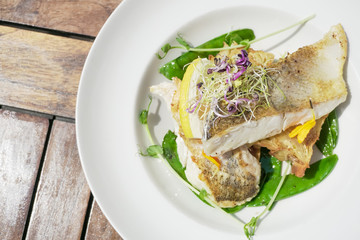 Seafood on a restaurant table