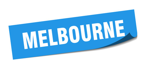 Melbourne sticker. Melbourne blue square peeler sign