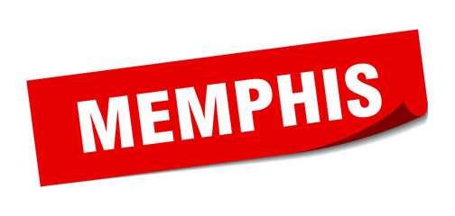 Memphis sticker. Memphis red square peeler sign