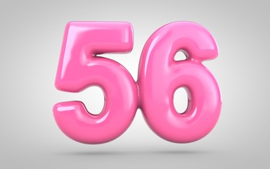 Bubble Gum number 56 isolated on white background.