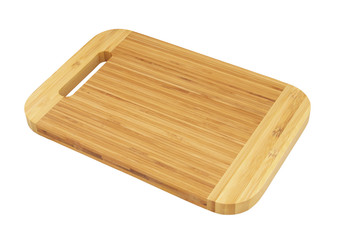 Bamboo cutting board isolated on white background