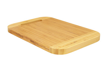 Bamboo cutting board isolated on white