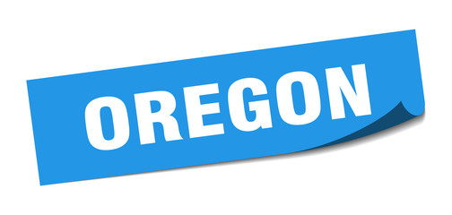 Oregon sticker. Oregon blue square peeler sign