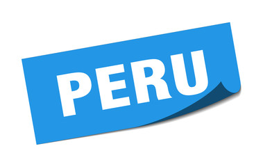 Peru sticker. Peru blue square peeler sign