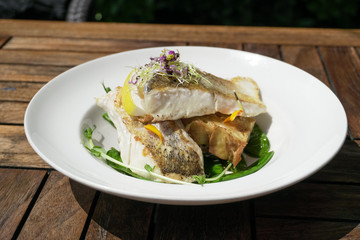 Seafood on a restaurant table