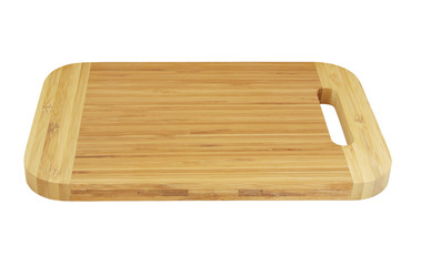 Bamboo cutting board isolated on white