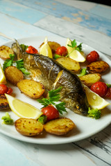 Seafood on a restaurant table