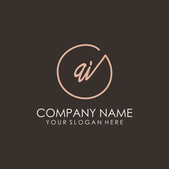 AI initials signature logo. Handwritten vector logo template connected to a circle. Hand drawn Calligraphy lettering Vector illustration.