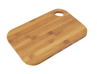 Bamboo cutting board isolated on white background