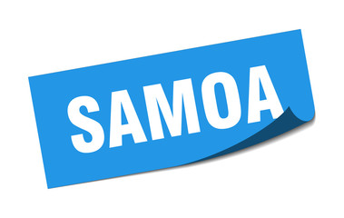 Samoa sticker. Samoa blue square peeler sign