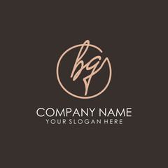BG initials signature logo. Handwritten vector logo template connected to a circle. Hand drawn Calligraphy lettering Vector illustration.