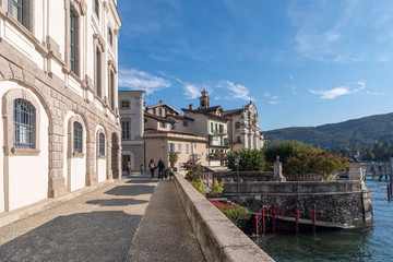 Street on Bella island, Lake Maggiore, Italy