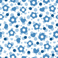 Fototapeta na wymiar Blue floral background. Flowers seamless pattern