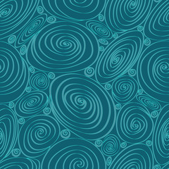 Seamless spiral pattern, blue and green colours