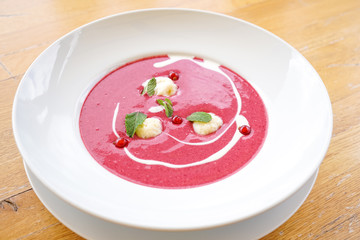 Soup on a restaurant table