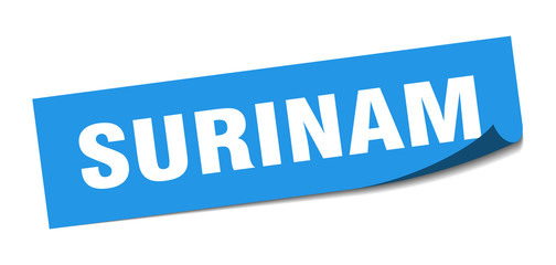 Surinam sticker. Surinam blue square peeler sign