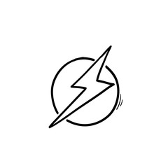 Power Icon, Lightning Power Icon with hand drawn doodle cartoon style