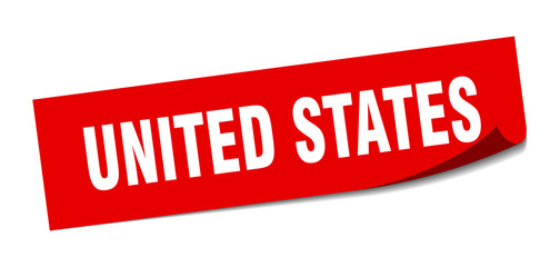 United States sticker. United States red square peeler sign