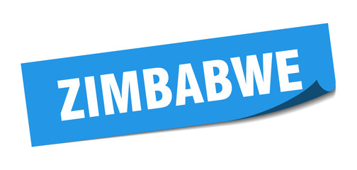 Zimbabwe sticker. Zimbabwe blue square peeler sign