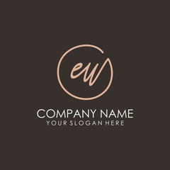 EU initials signature logo. Handwritten vector logo template connected to a circle. Hand drawn Calligraphy lettering Vector illustration.