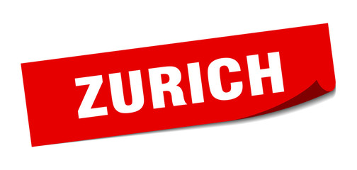 Zurich sticker. Zurich red square peeler sign
