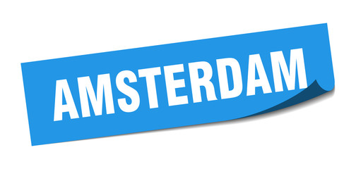 Amsterdam sticker. Amsterdam blue square peeler sign