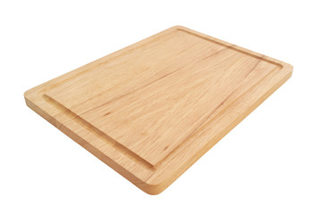 Wooden cutting board isolated on white 