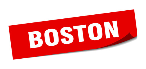 Boston sticker. Boston red square peeler sign