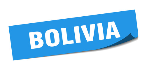 Bolivia sticker. Bolivia blue square peeler sign