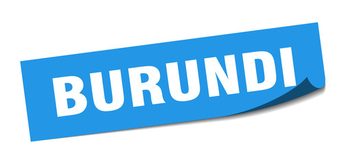 Burundi sticker. Burundi blue square peeler sign