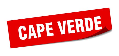 Cape Verde sticker. Cape Verde red square peeler sign