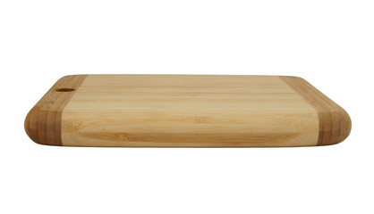 Wooden cutting board isolated on white background
