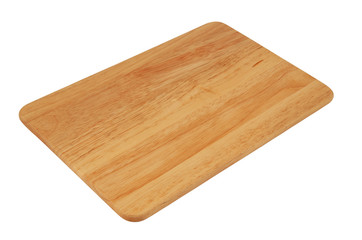 Wooden cutting board isolated on white background