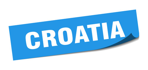 Croatia sticker. Croatia blue square peeler sign