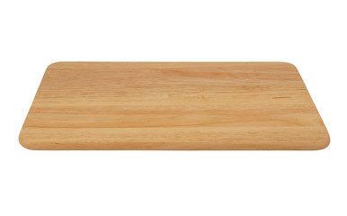 Natural wooden cutting board isolated on white background