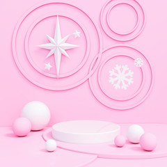 Pastel pink and white 3d rendering geometrical abstract background Scenes with podium display stand scenes in pink color. 3d illustration minimal style concept.