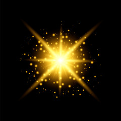 Obraz na płótnie Canvas Glow light effect. Star burst with sparkles. Golden glowing lights