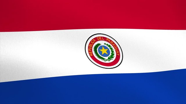 the looped flag of Paraguay waving in the wind