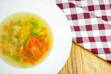 Soup on a restaurant table