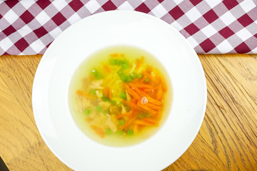 Soup on a restaurant table