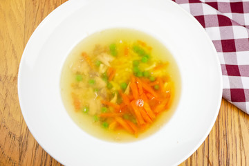 Soup on a restaurant table
