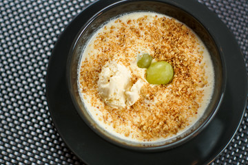 Soup on a restaurant table
