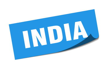 India sticker. India blue square peeler sign