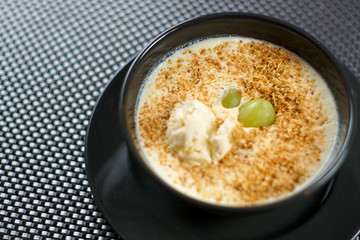 Soup on a restaurant table