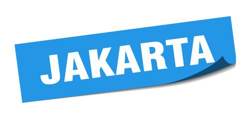 Jakarta sticker. Jakarta blue square peeler sign