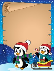 Christmas penguin and sledge parchment 2