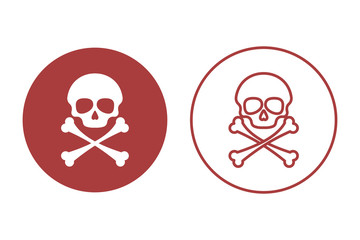 Danger sign. Skull and cross bones. Flat illustration. Isolated on white background. 